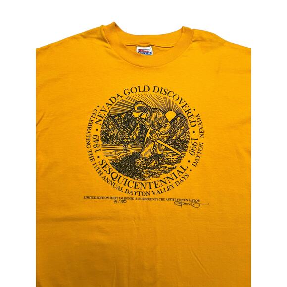Vintage 90s Hanes Nevada Gold Discovery 50th Anniversary T-Shirt - XL - Picture 2 of 7